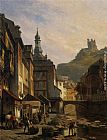 Carabain Paintings - Town Along a River by Jacques Carabain